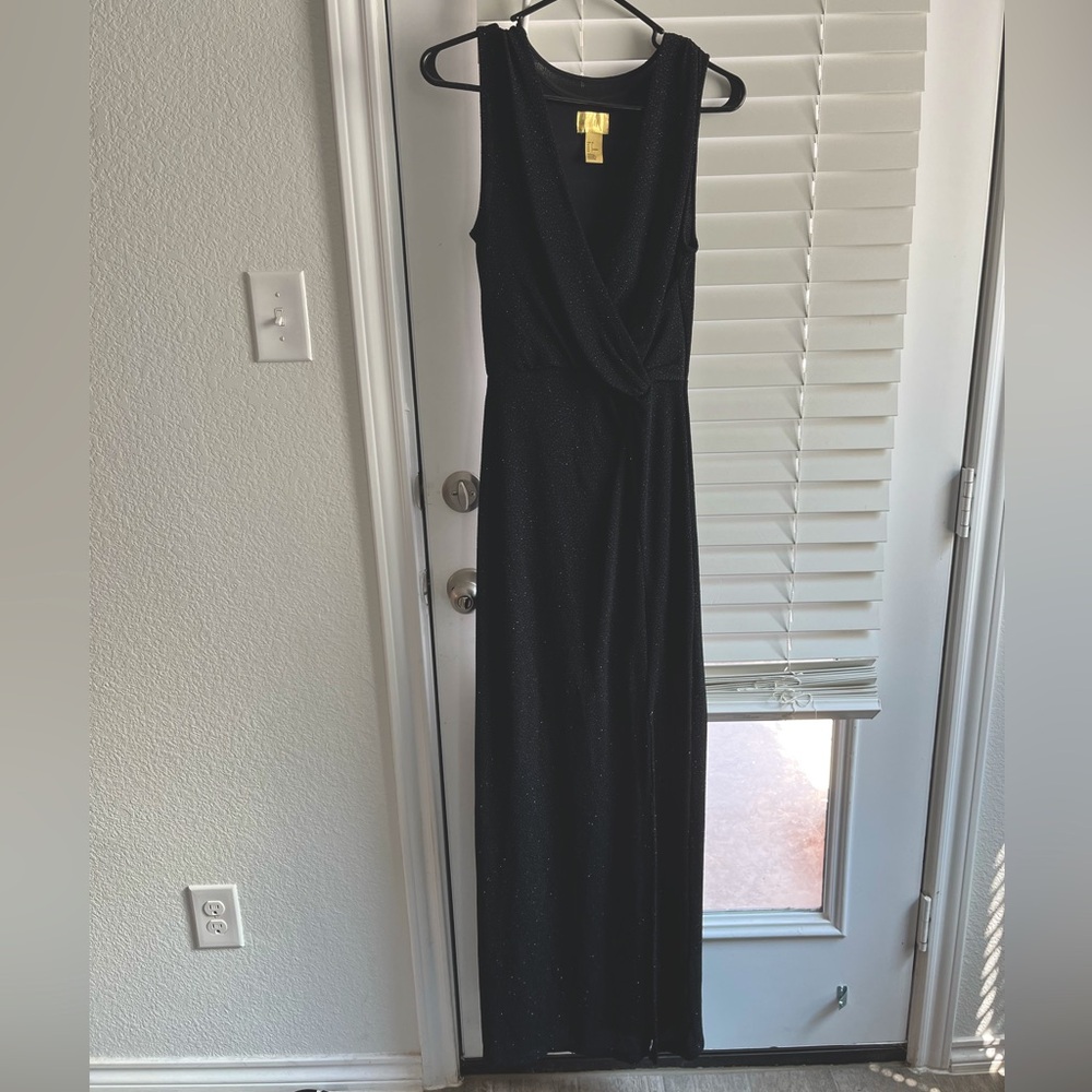 H&M Formal black bejeweled wedding guest dress.